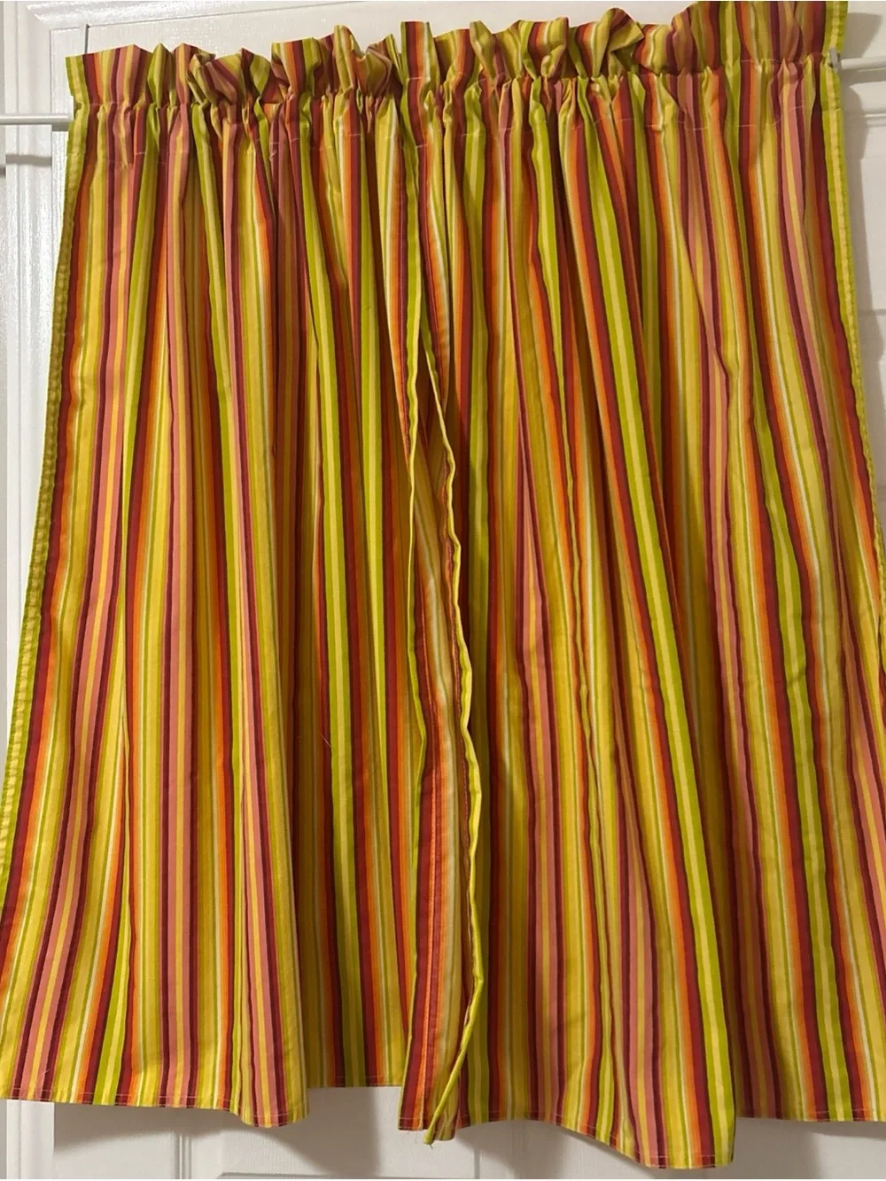 Vibrant Striped Curtain Panels in Yellow, Orange & Pink - handmade new